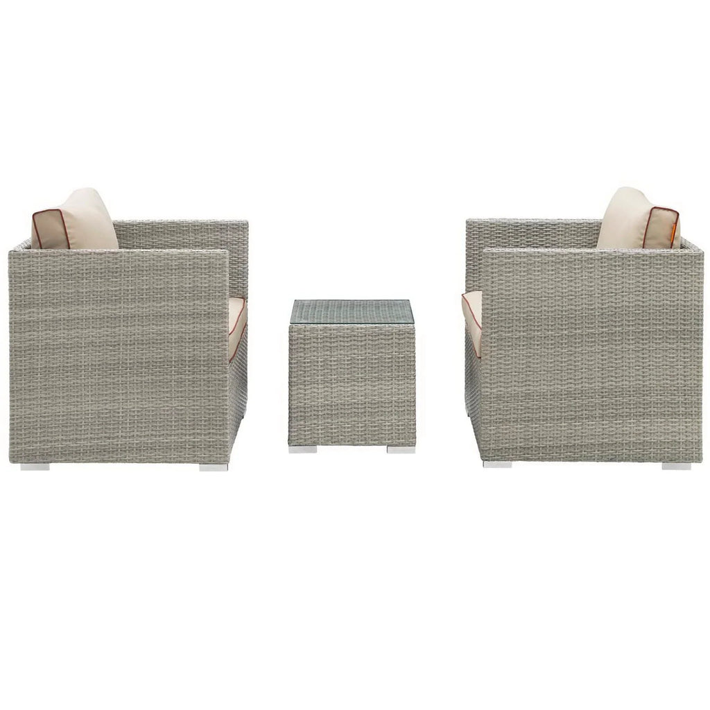 Repose 3 Piece Outdoor Sectional Set in Light Gray Beige