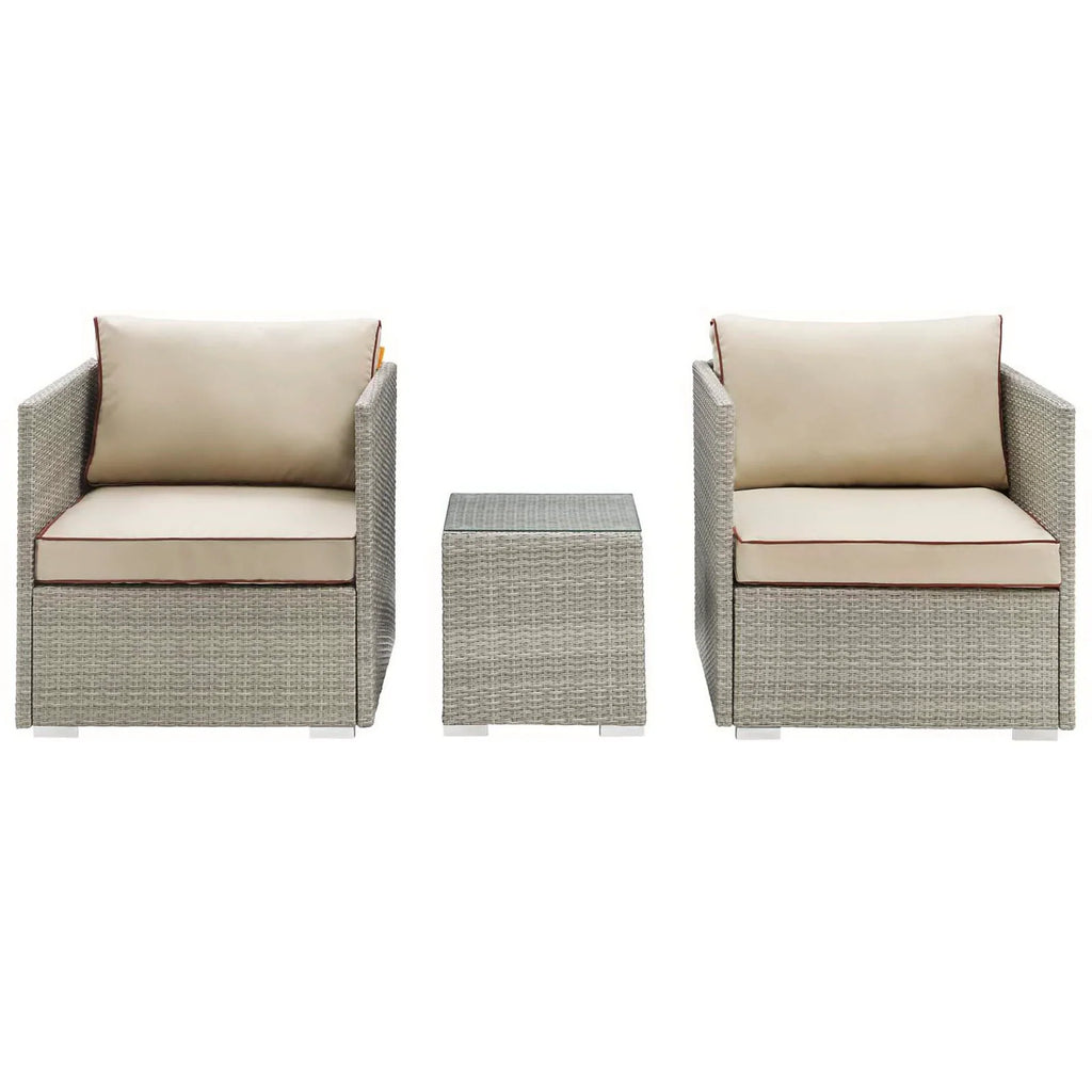 Repose 3 Piece Outdoor Sectional Set in Light Gray Beige