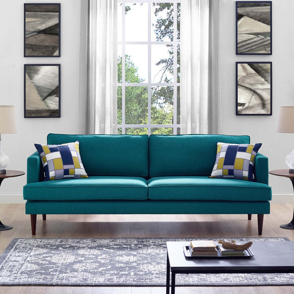 Agile Upholstered Fabric Sofa in Teal