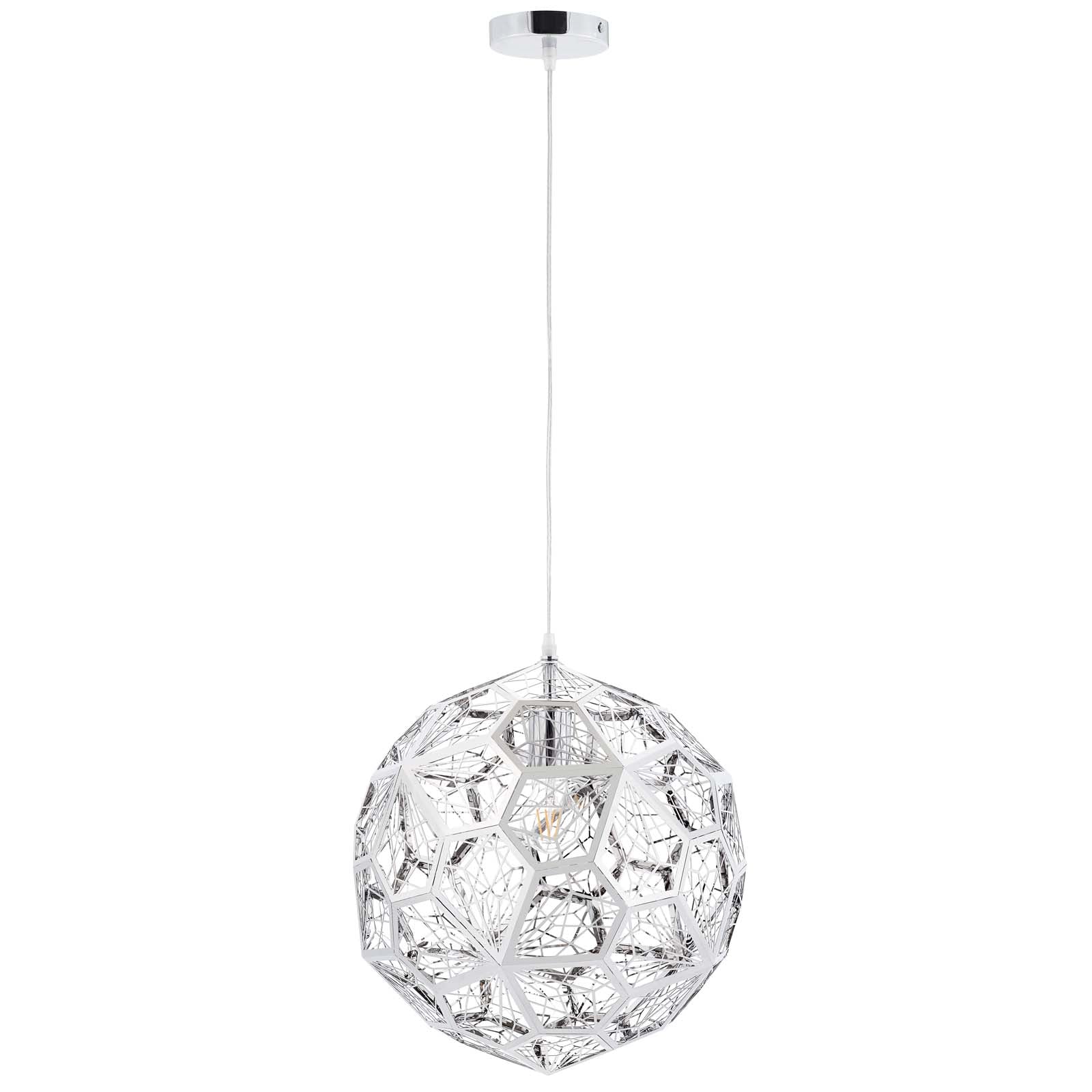 Etch Web Suspension Lamp Polished Steel by Tom Dixon