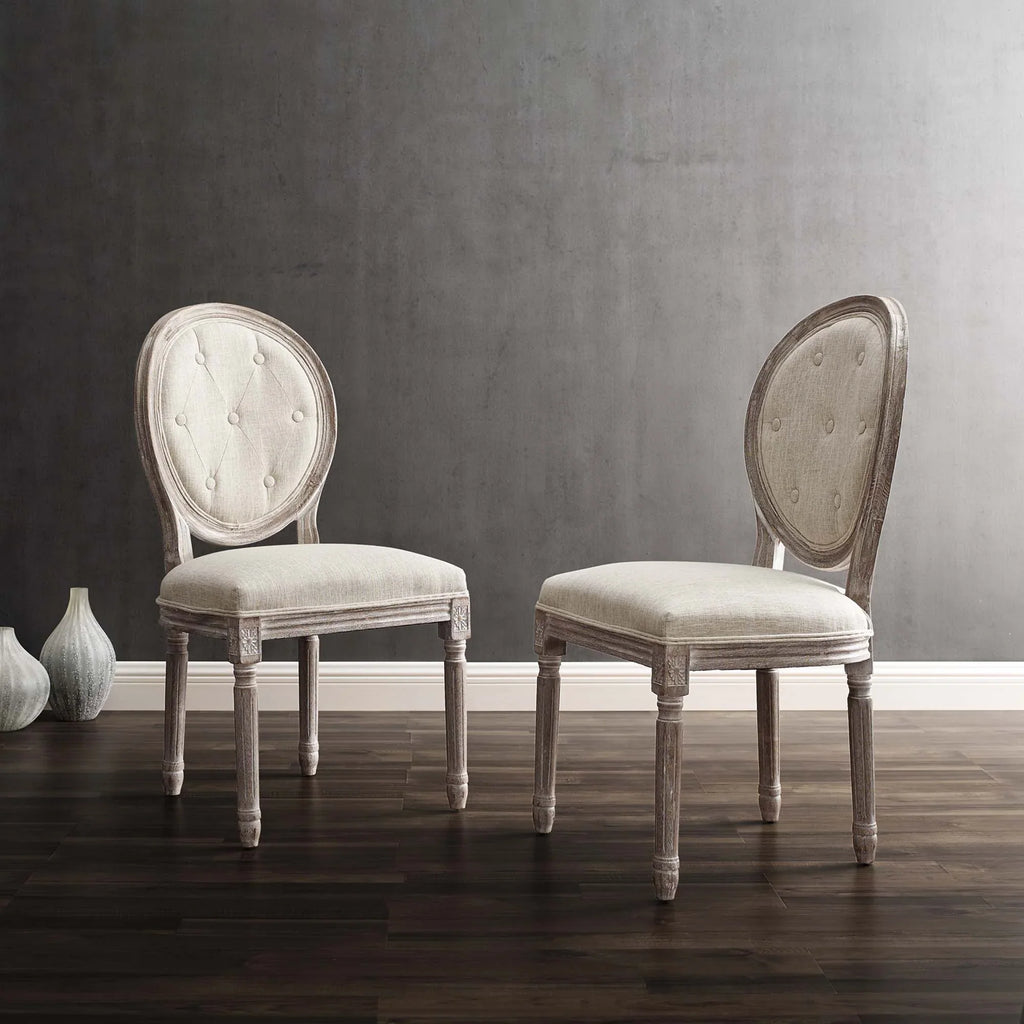 Arise Vintage French Upholstered Fabric Dining Side Chair Set of 2