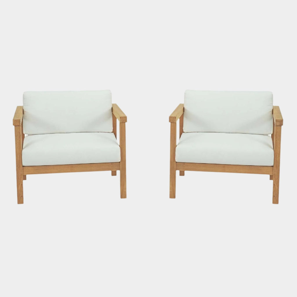 Bayport 2 Piece Outdoor Patio Teak Set in Natural White
