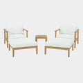 Bayport 5 Piece Outdoor Patio Teak Set in Natural White