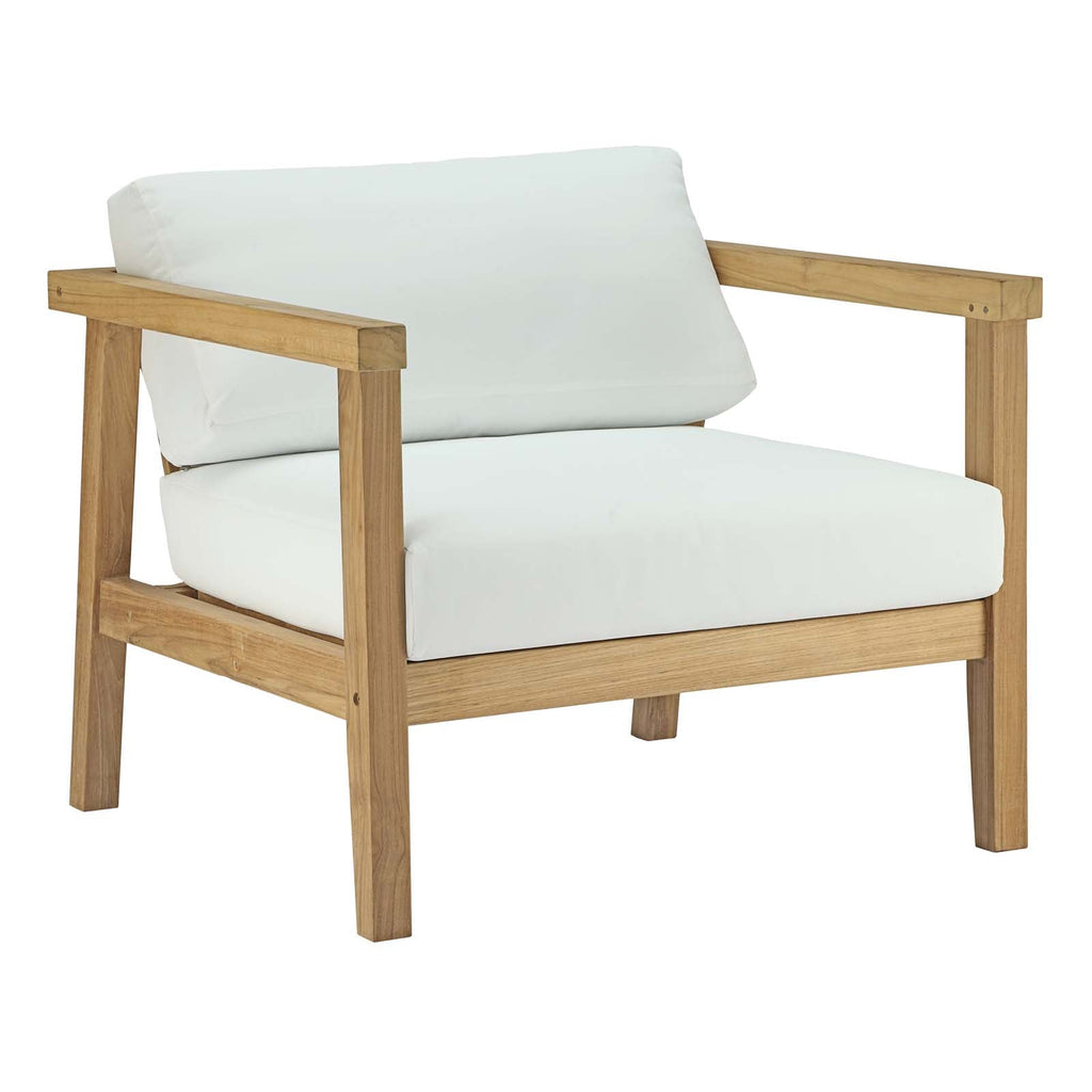 Bayport 5 Piece Outdoor Patio Teak Set in Natural White
