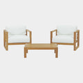 Upland 3 Piece Outdoor Patio Teak Set in Natural White