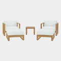 Upland 5 Piece Outdoor Patio Teak Set in Natural White