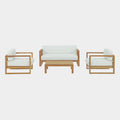 Upland 4 Piece Outdoor Patio Teak Set in Natural White
