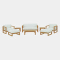 Upland 8 Piece Outdoor Patio Teak Set in Natural White