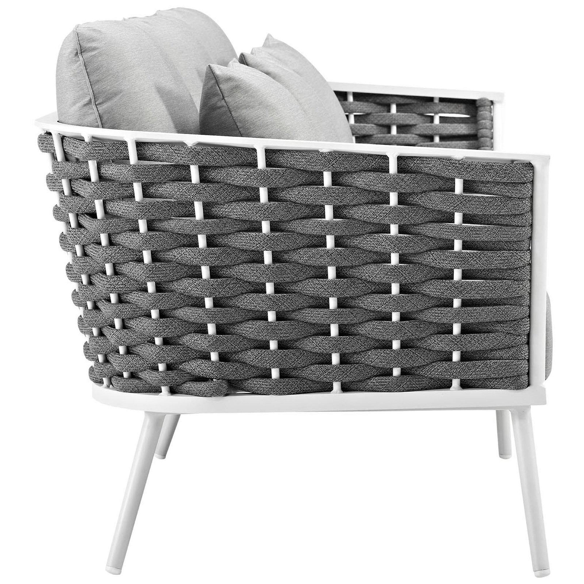Stance 7 Piece Outdoor Aluminum Sectional Sofa Set in White Gray