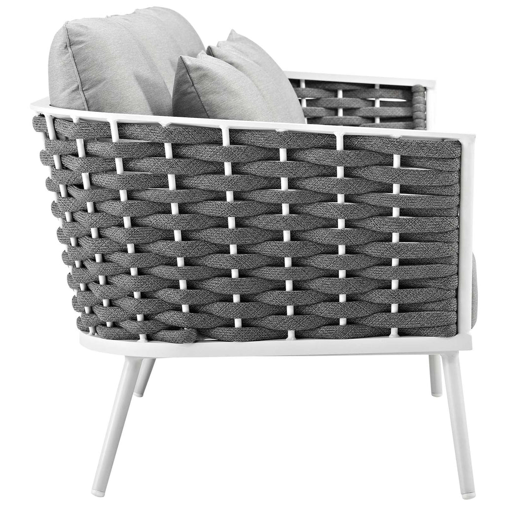 Stance 3 Piece Outdoor Patio Aluminum Sectional Sofa Set in White Gray