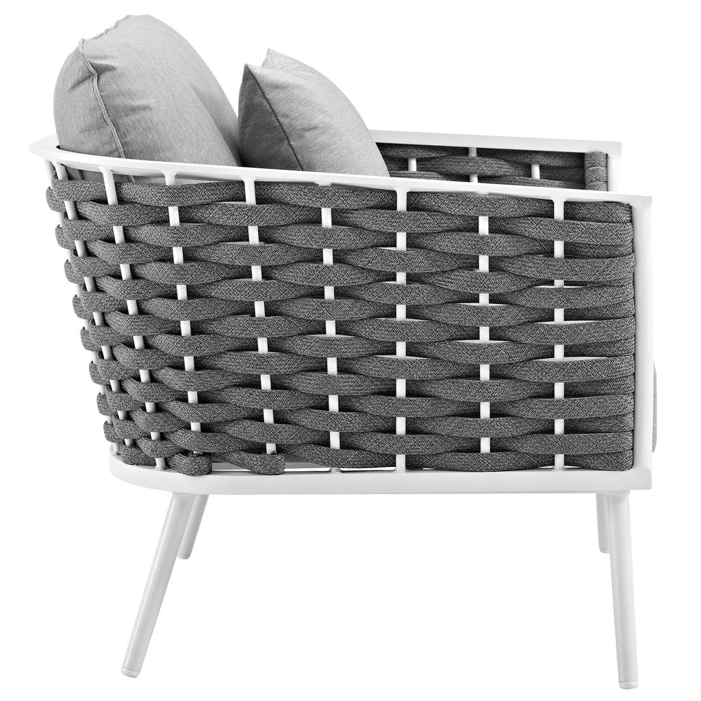 Stance 3 Piece Outdoor Patio Aluminum Sectional Sofa Set in White Gray