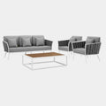Stance 4 Piece Outdoor Patio Aluminum Sectional Sofa Set in White Gray