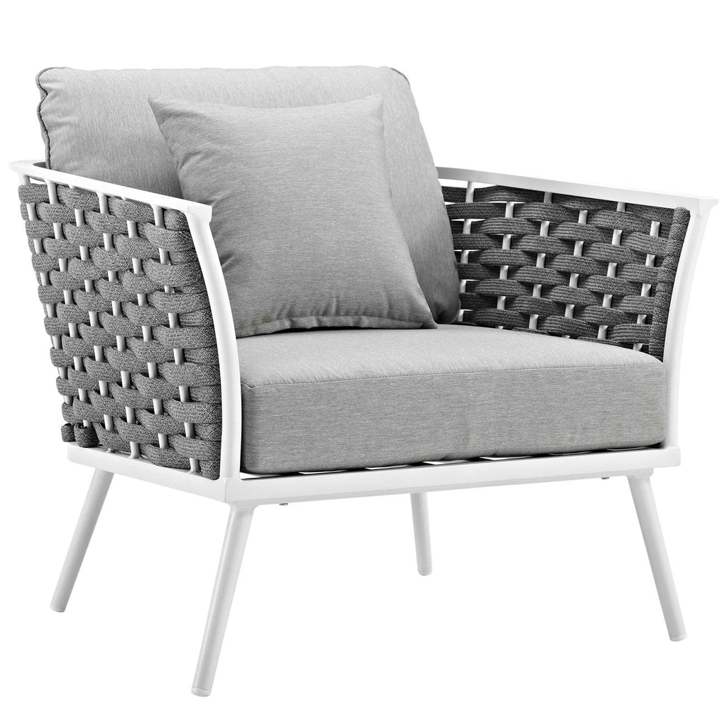 Stance 4 Piece Outdoor Patio Aluminum Sectional Sofa Set in White Gray
