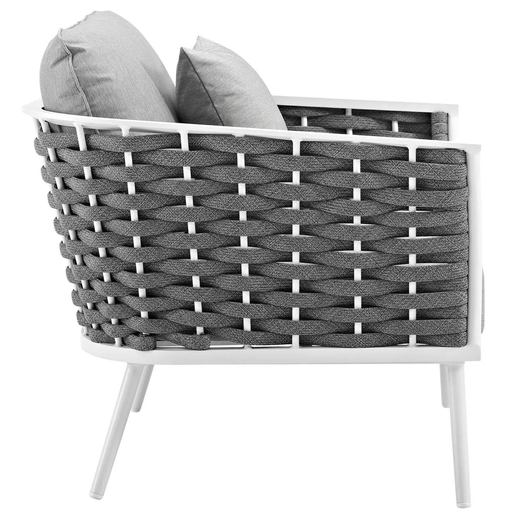 Stance 2 Piece Outdoor Aluminum Sectional Sofa Set in White Gray