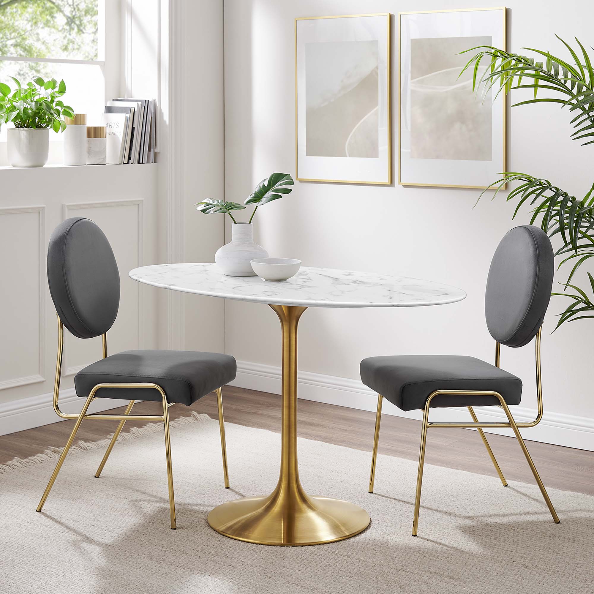 Lippa Oval Artificial Marble Dining Table