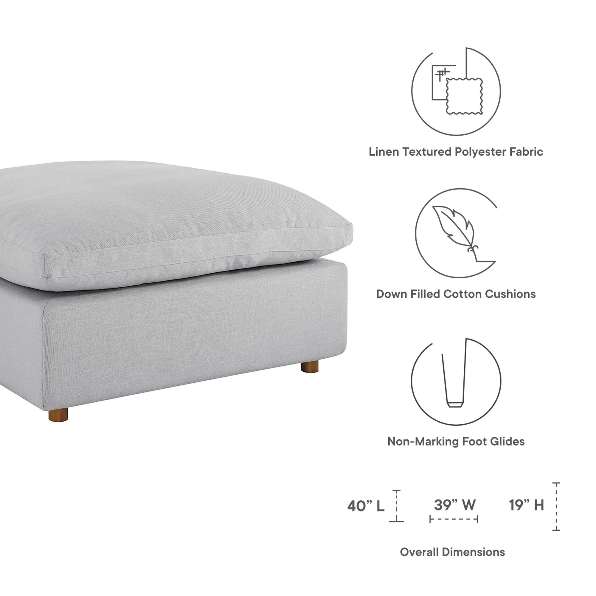 Commix 4 Piece Down Filled Overstuffed Sectional Sofa
