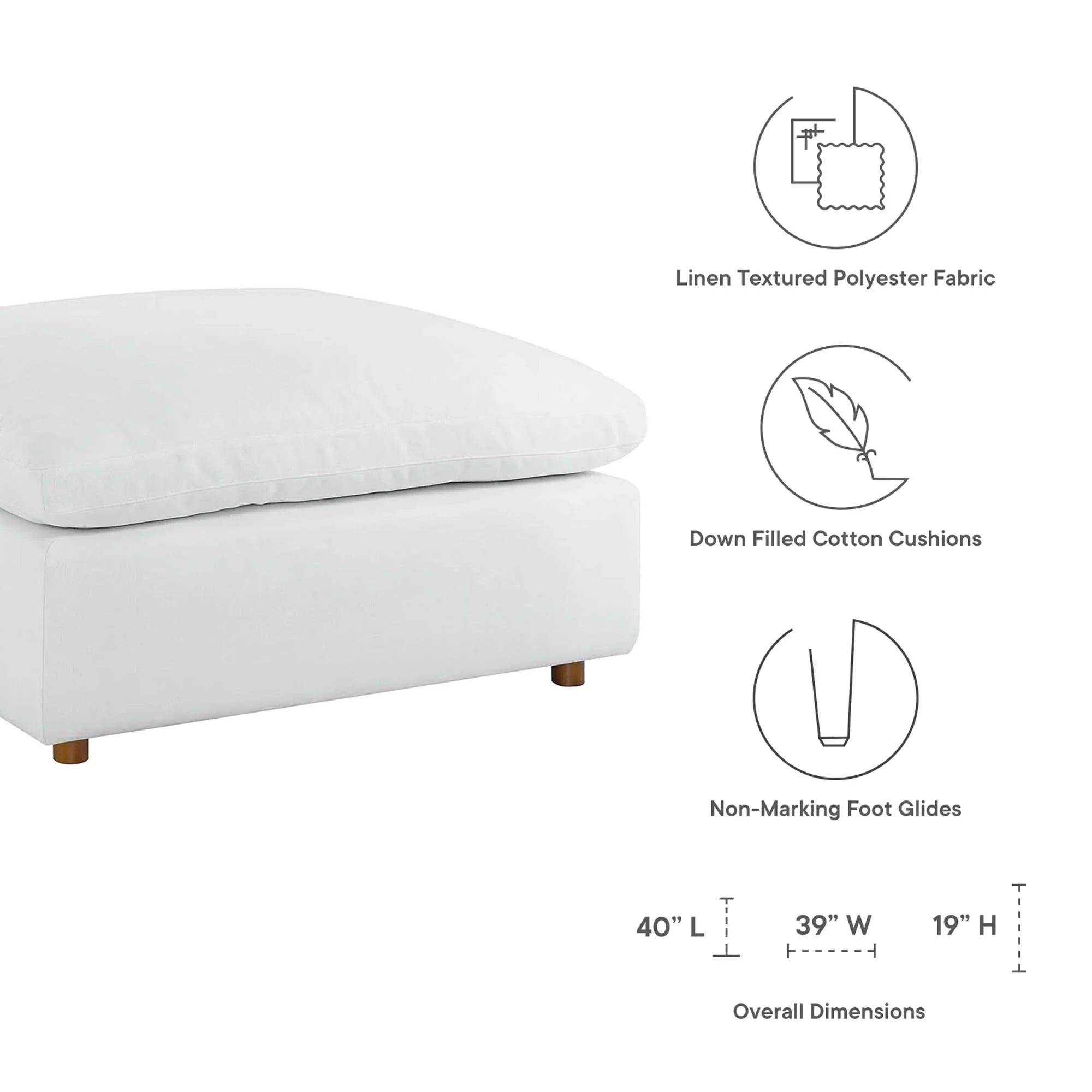 Commix 5 Piece Down Filled Overstuffed Sectional Sofa