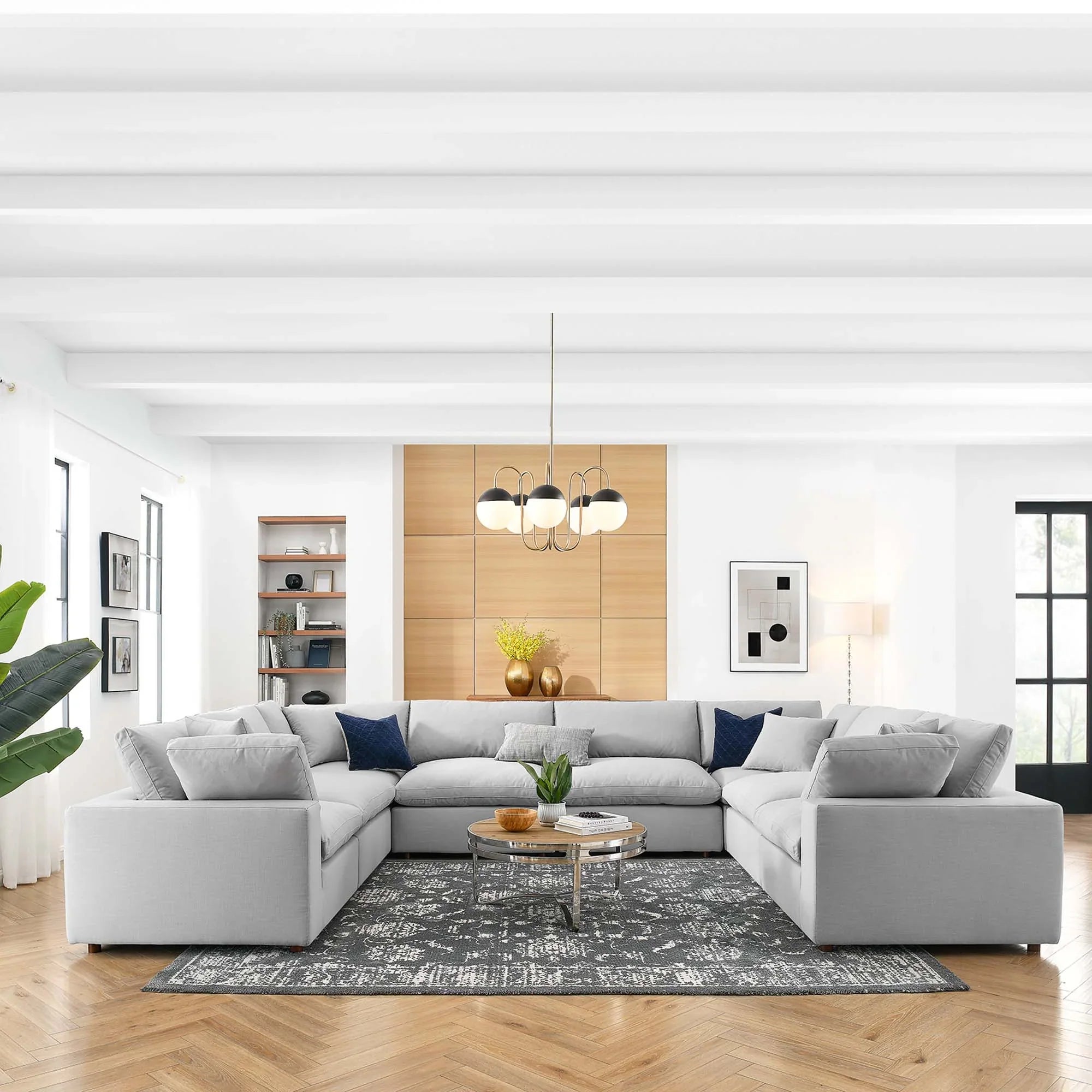 Commix 8-Piece Down Filled Overstuffed Sectional Sofa