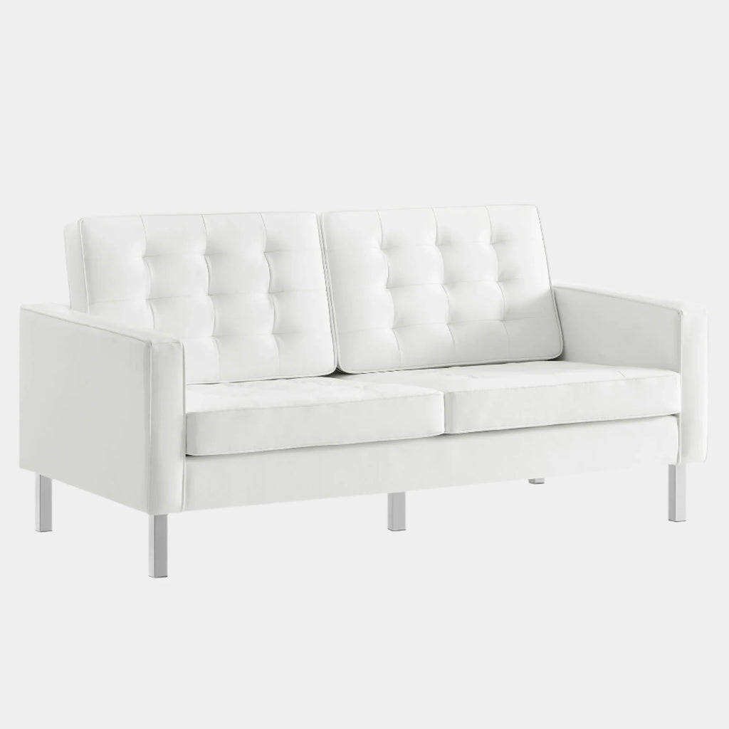 Loft Tufted Vegan Leather Loveseat