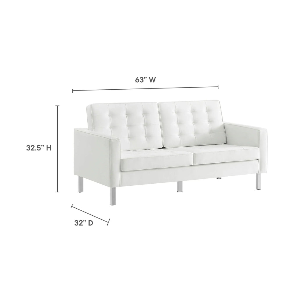 Loft Tufted Vegan Leather Loveseat