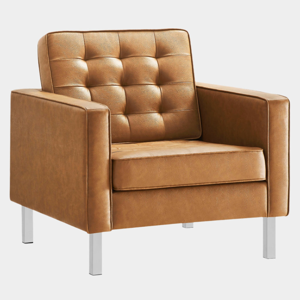 Loft Tufted Vegan Leather Armchair