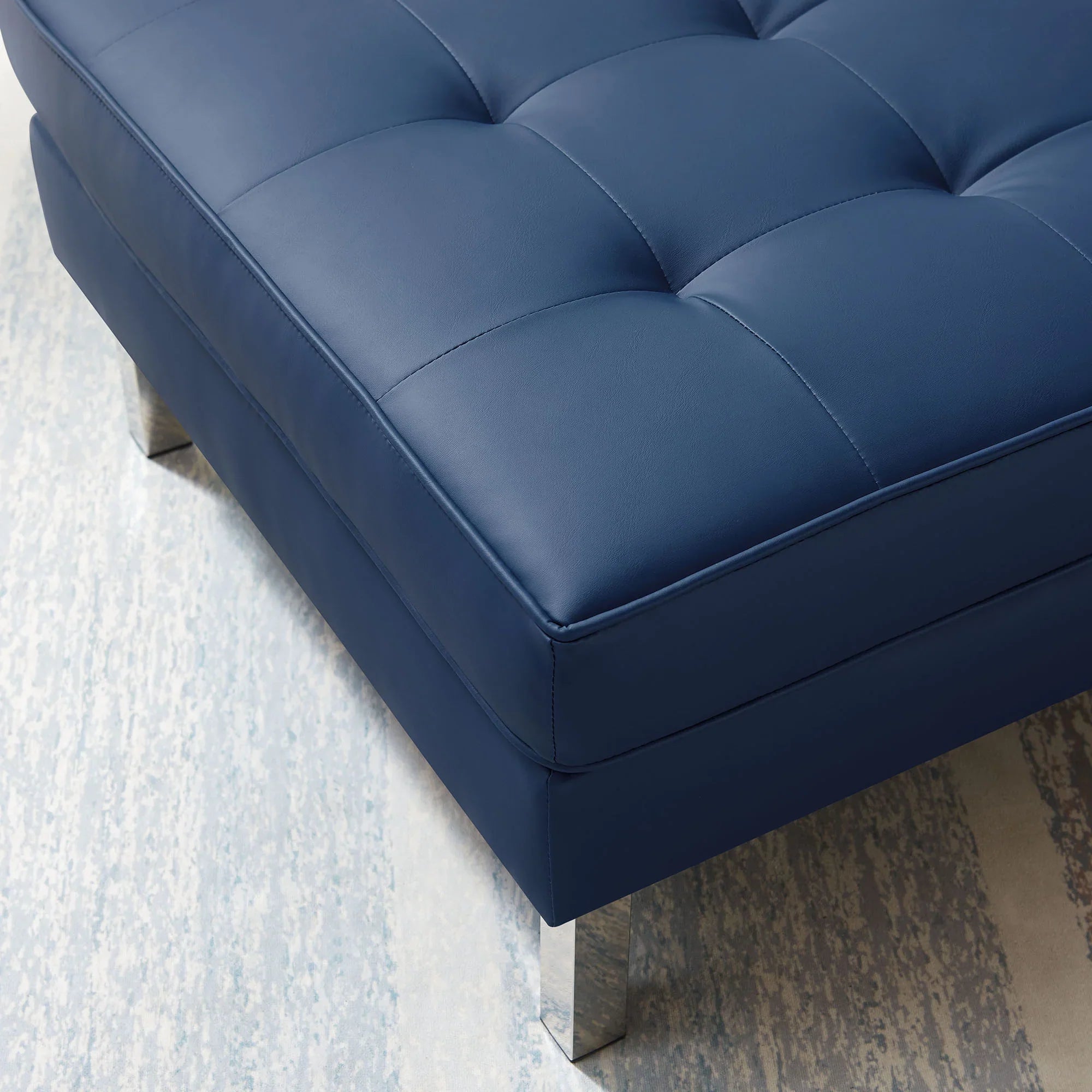 Loft Tufted Vegan Leather Ottoman