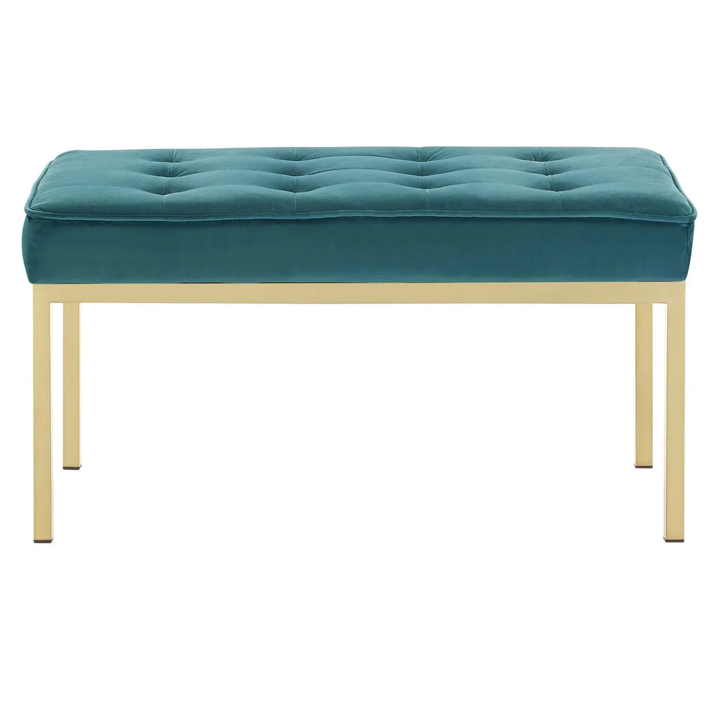 Loft Gold Stainless Steel Leg Medium Performance Velvet Bench