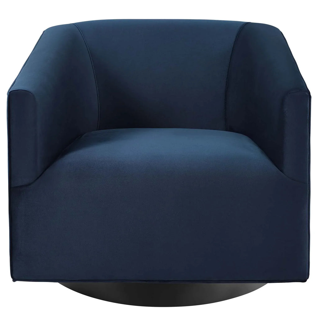 Twist Accent Lounge Performance Velvet Swivel Chair in Midnight Blue