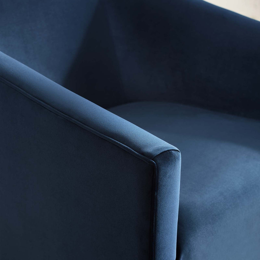 Twist Accent Lounge Performance Velvet Swivel Chair in Midnight Blue