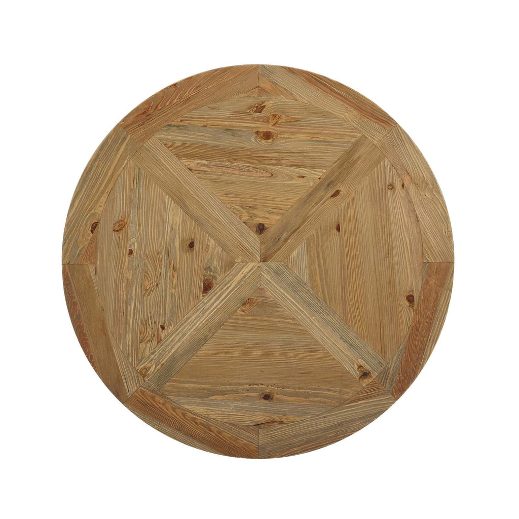 Stitch 47" Round Pine Wood Dining Table in Brown