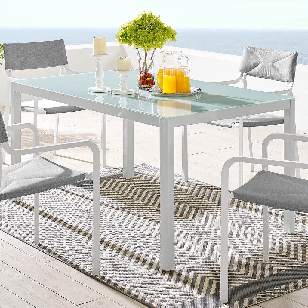 Raleigh 59" Outdoor Patio Aluminum Dining Table in White