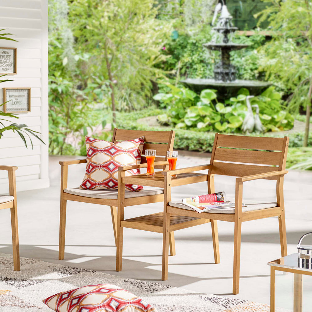 Viewscape Outdoor Patio Ash Wood Jack and Jill Chair Set in Natural Taupe
