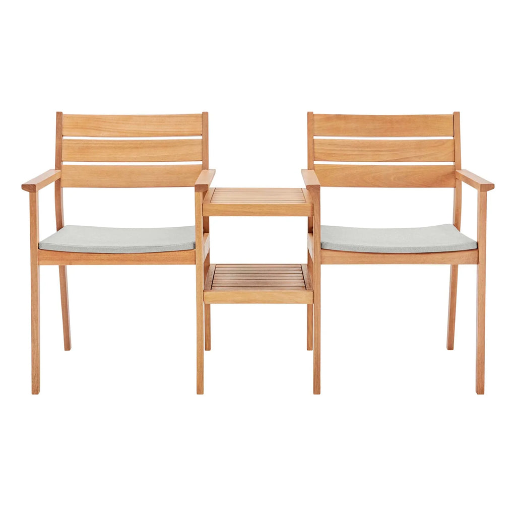 Viewscape Outdoor Patio Ash Wood Jack and Jill Chair Set in Natural Taupe