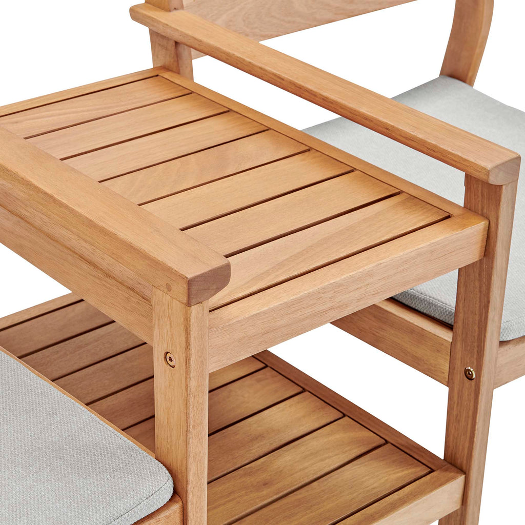Viewscape Outdoor Patio Ash Wood Jack and Jill Chair Set in Natural Taupe