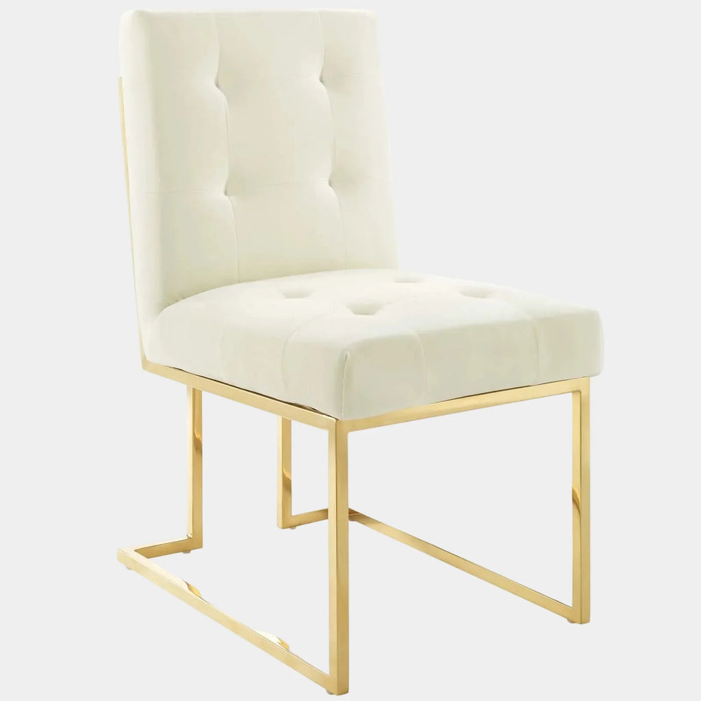 Privy Gold Stainless Steel Performance Velvet Dining Chair