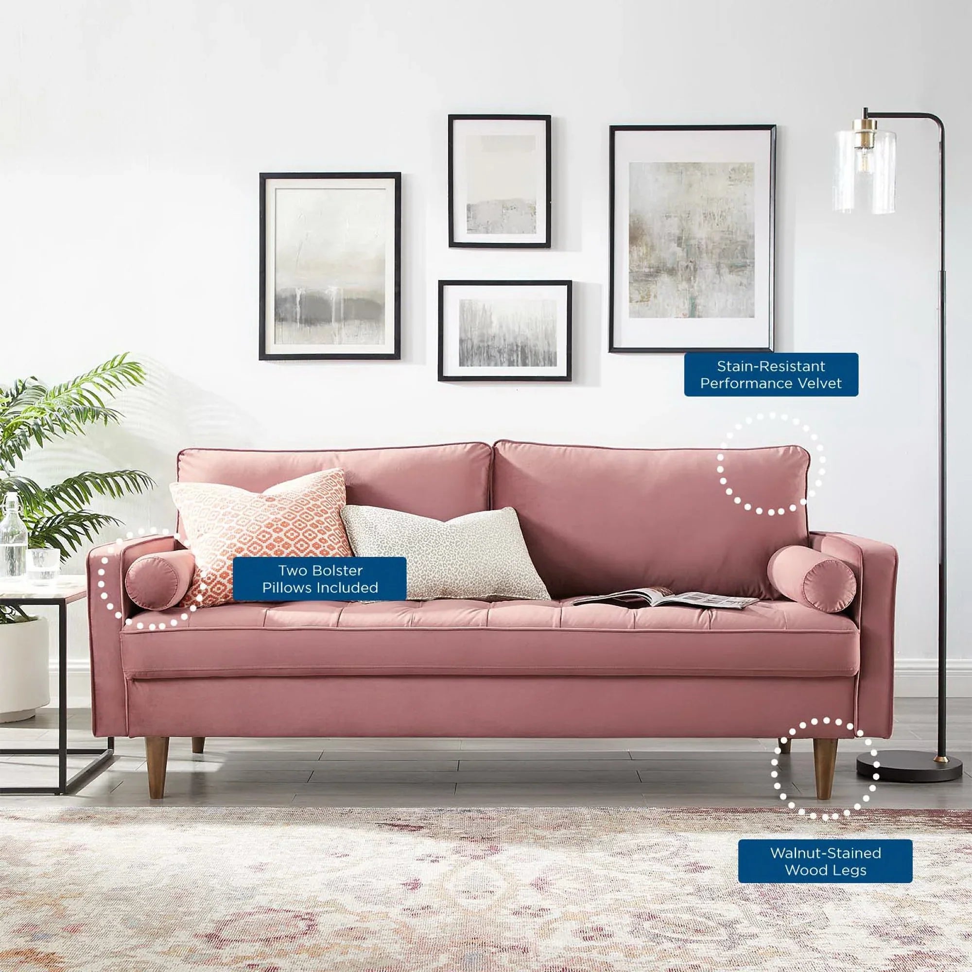 Valour Performance Velvet Sofa