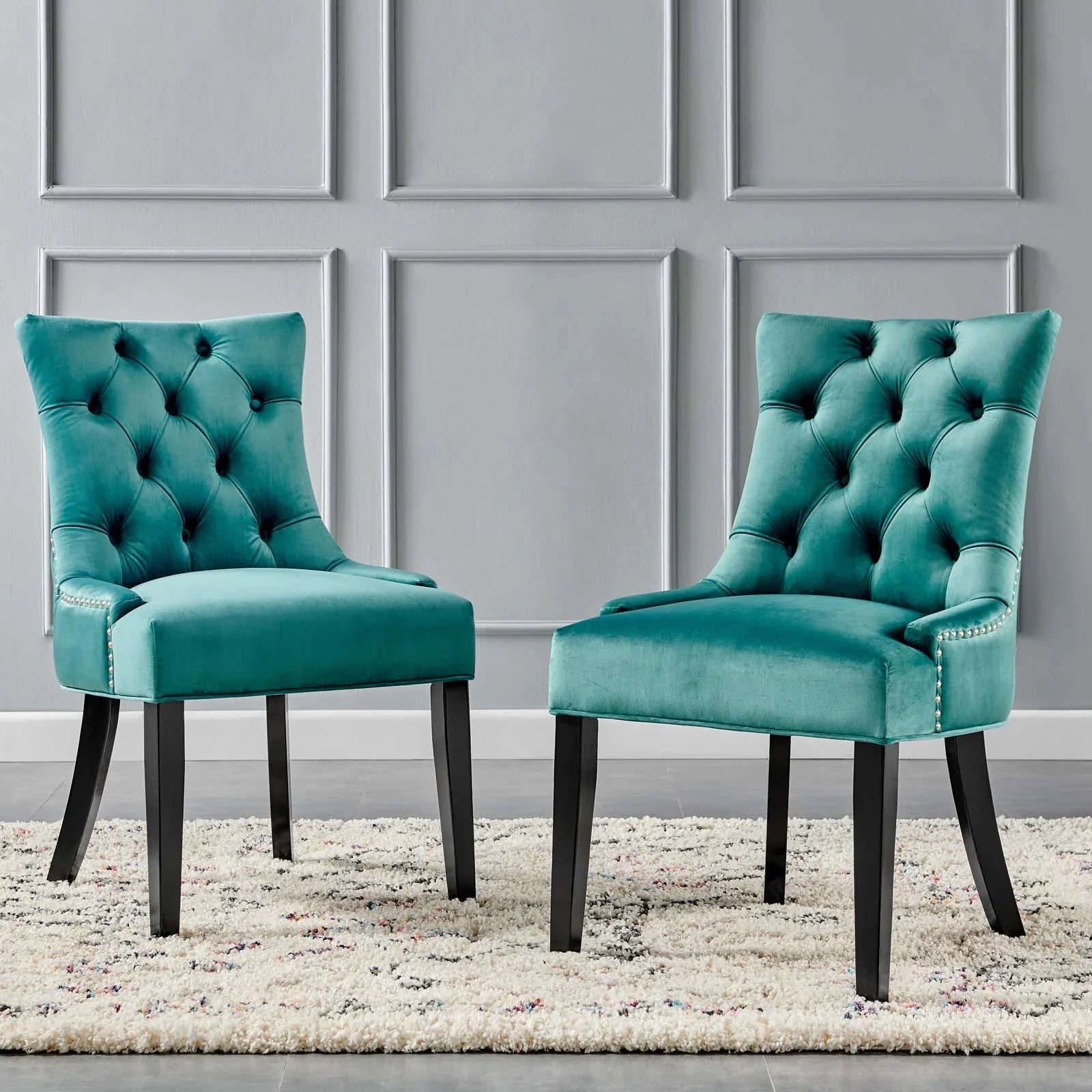 Regent Tufted Performance Velvet Dining Side Chairs Set of 2