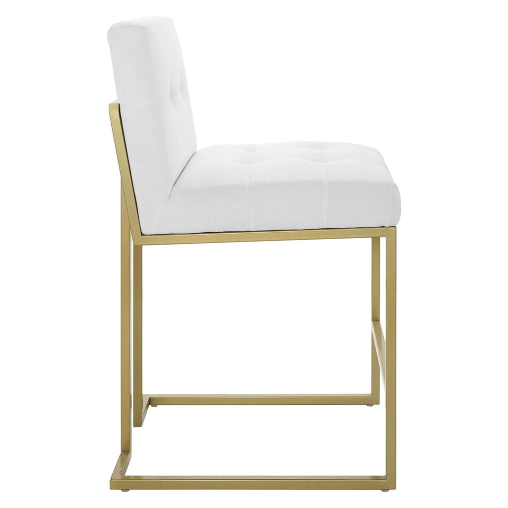 Privy Gold Stainless Steel Upholstered Fabric Counter Stool