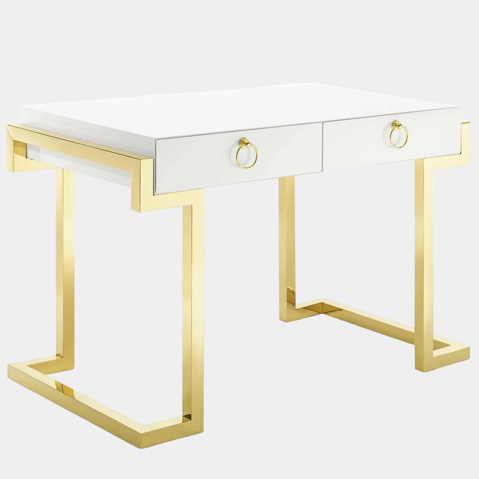 Ring Office Desk in Gold White