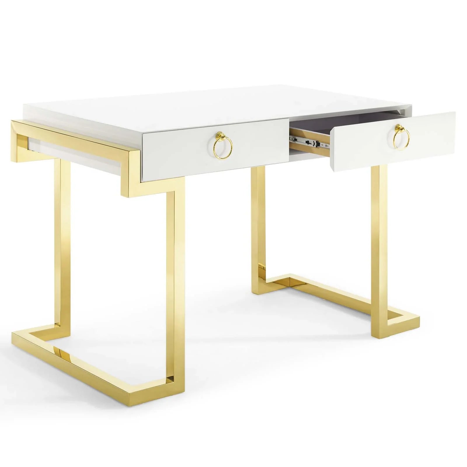 Ring Office Desk in Gold White