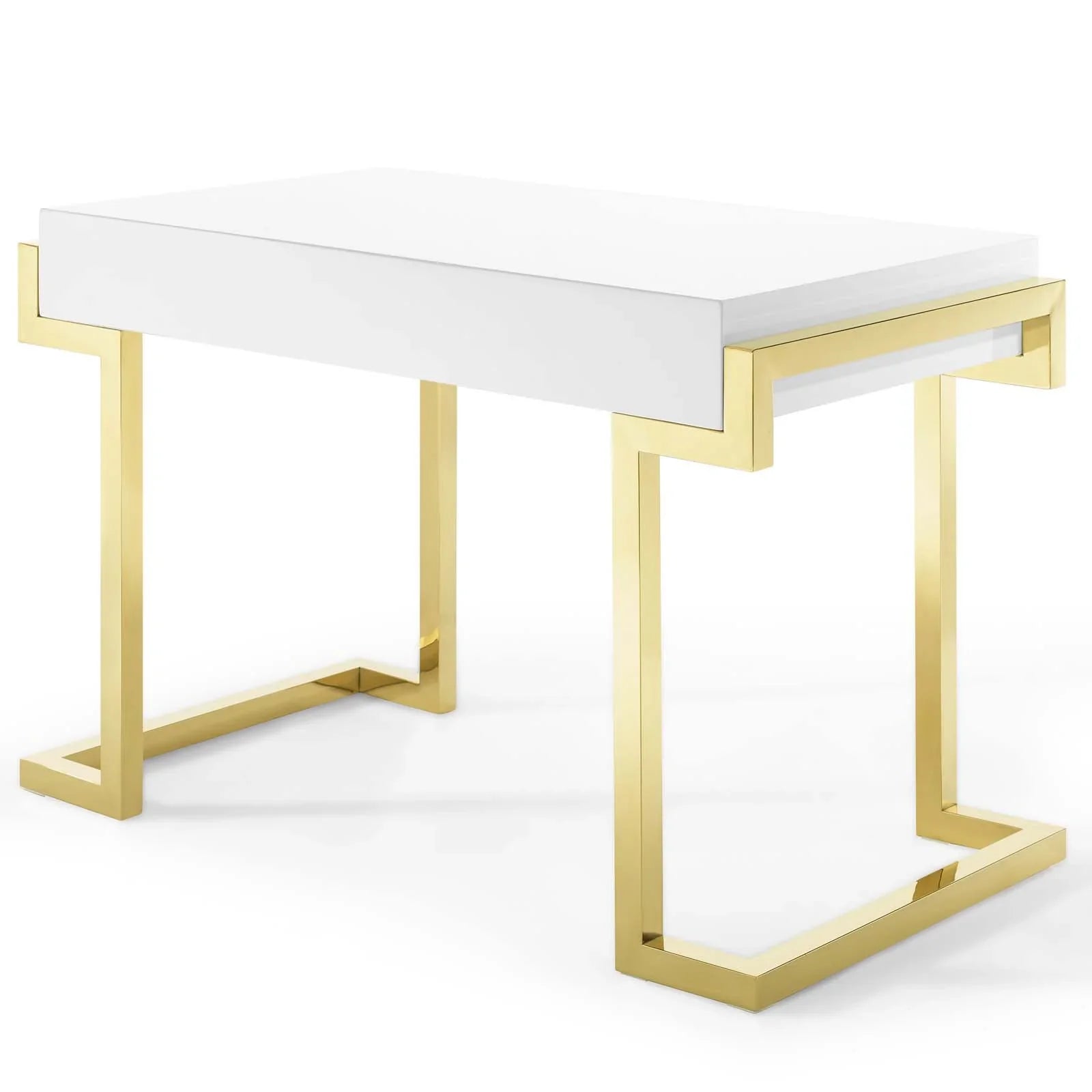 Ring Office Desk in Gold White