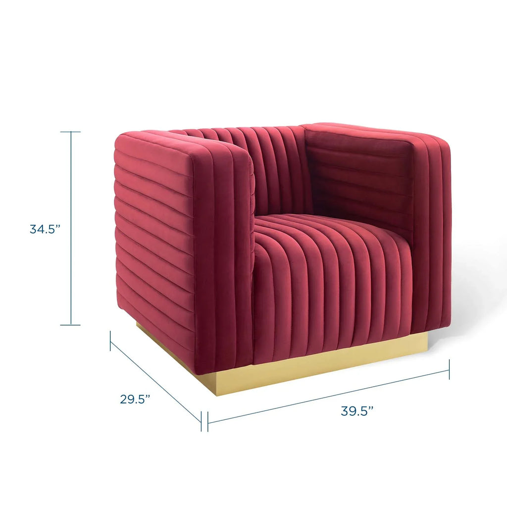 Charisma Channel Tufted Performance Velvet Accent Armchair