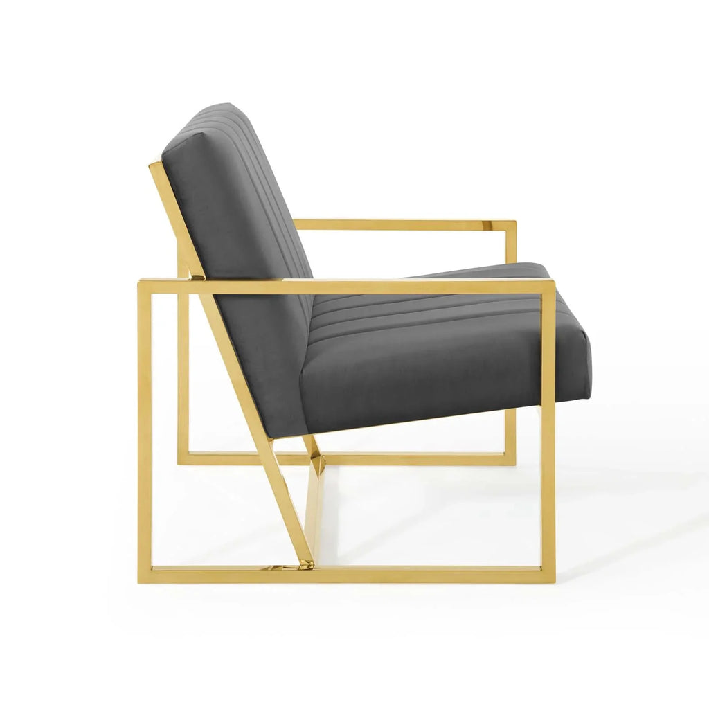 Inspire Channel Tufted Performance Velvet Armchair