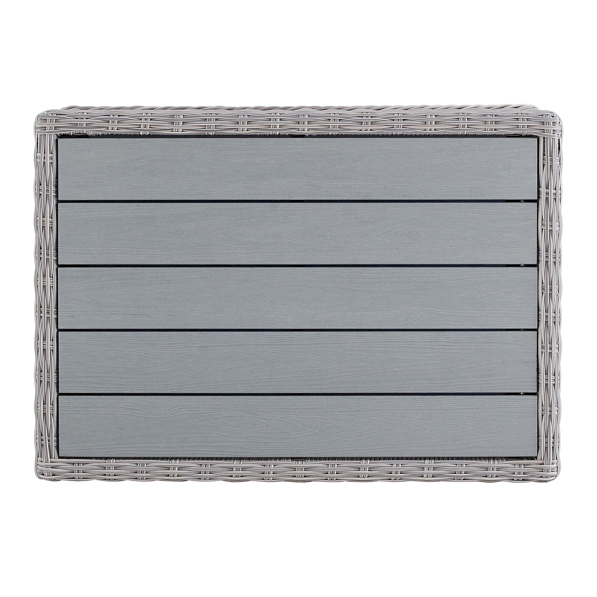 Conway 45" Outdoor Patio Wicker Rattan Coffee Table in Light Gray