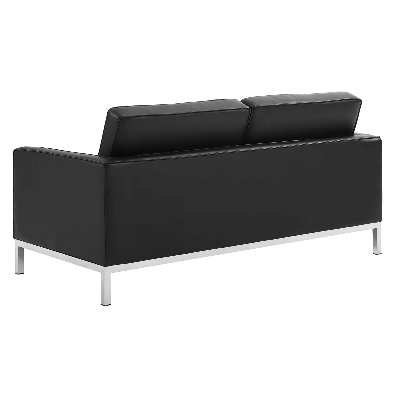 Loft Tufted Upholstered Faux Leather Loveseat and Armchair Set