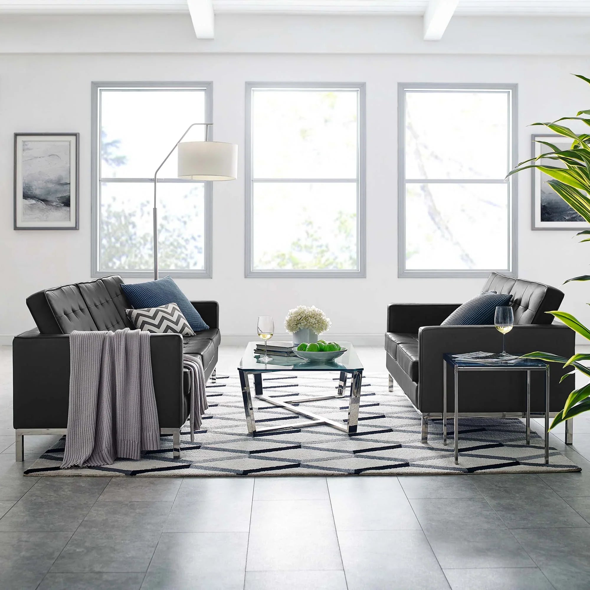 Loft 2-Piece Tufted Vegan Leather Furniture Set