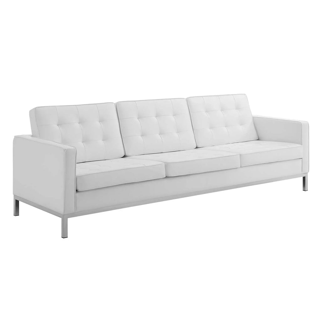 Loft 3 Piece Tufted Upholstered Faux Leather Set