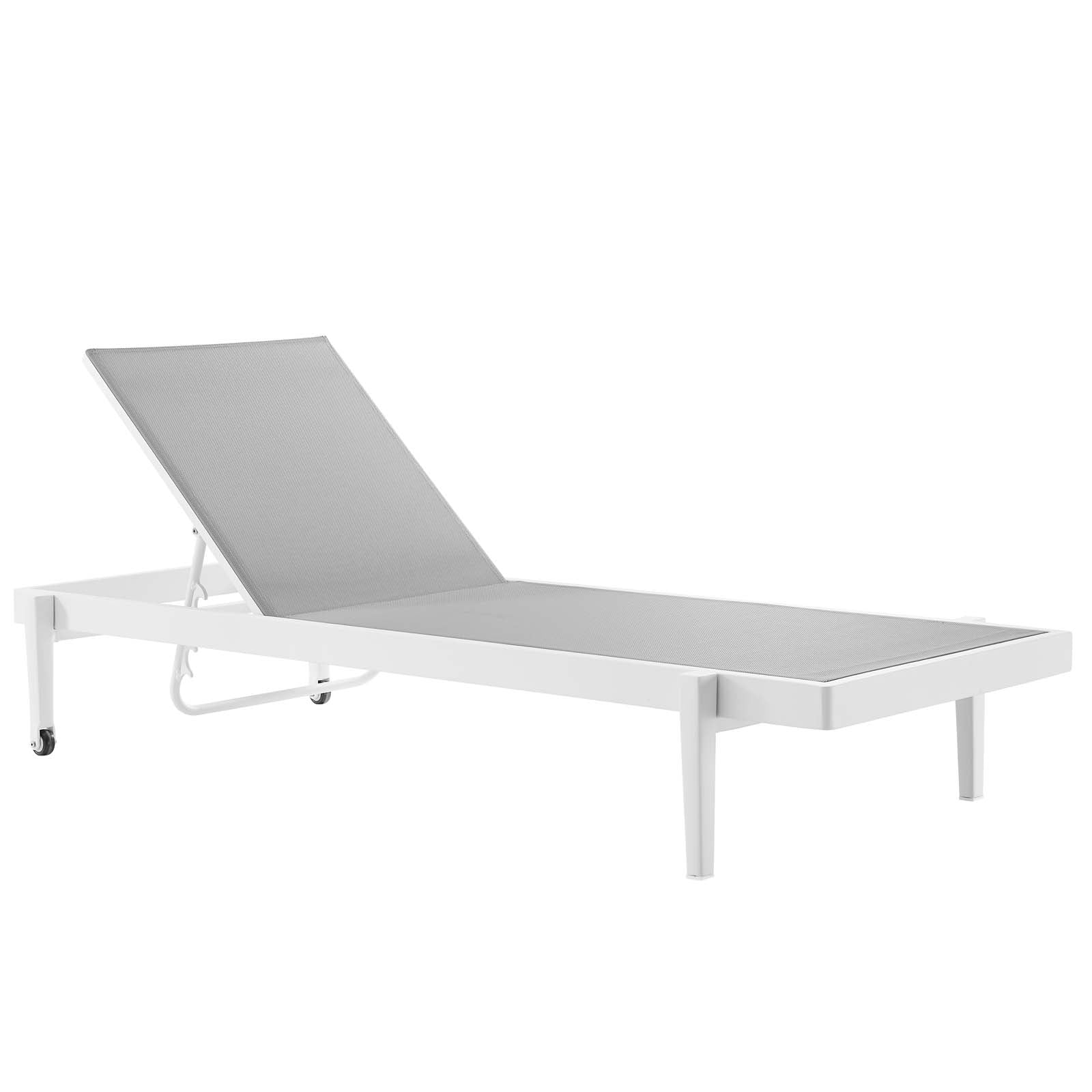 Charleston Outdoor Patio Aluminum Chaise Lounge Chair Set of 4 in White Gray