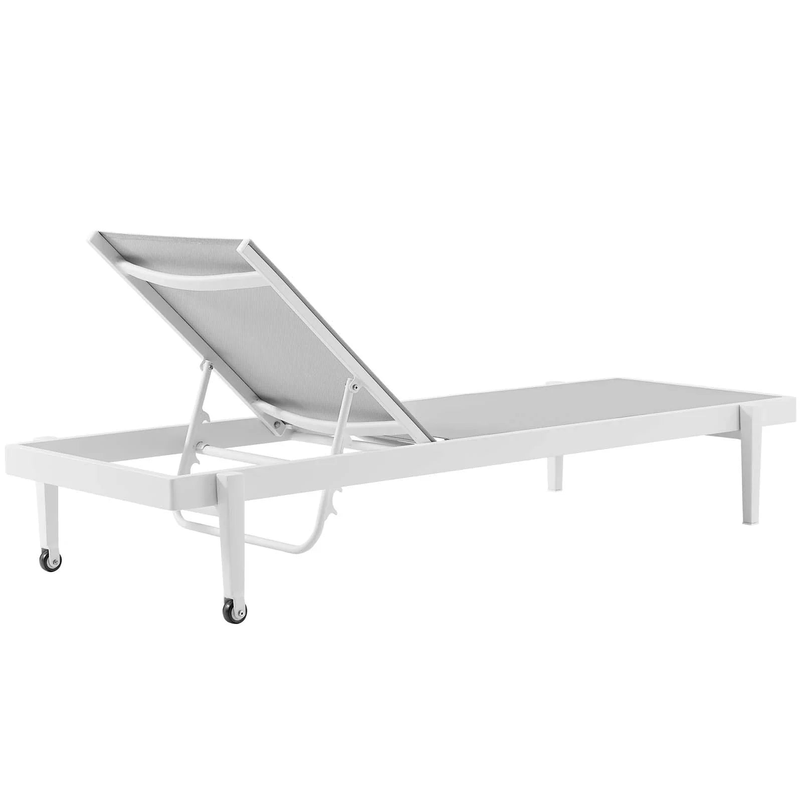 Charleston Outdoor Patio Aluminum Chaise Lounge Chair Set of 4 in White Gray