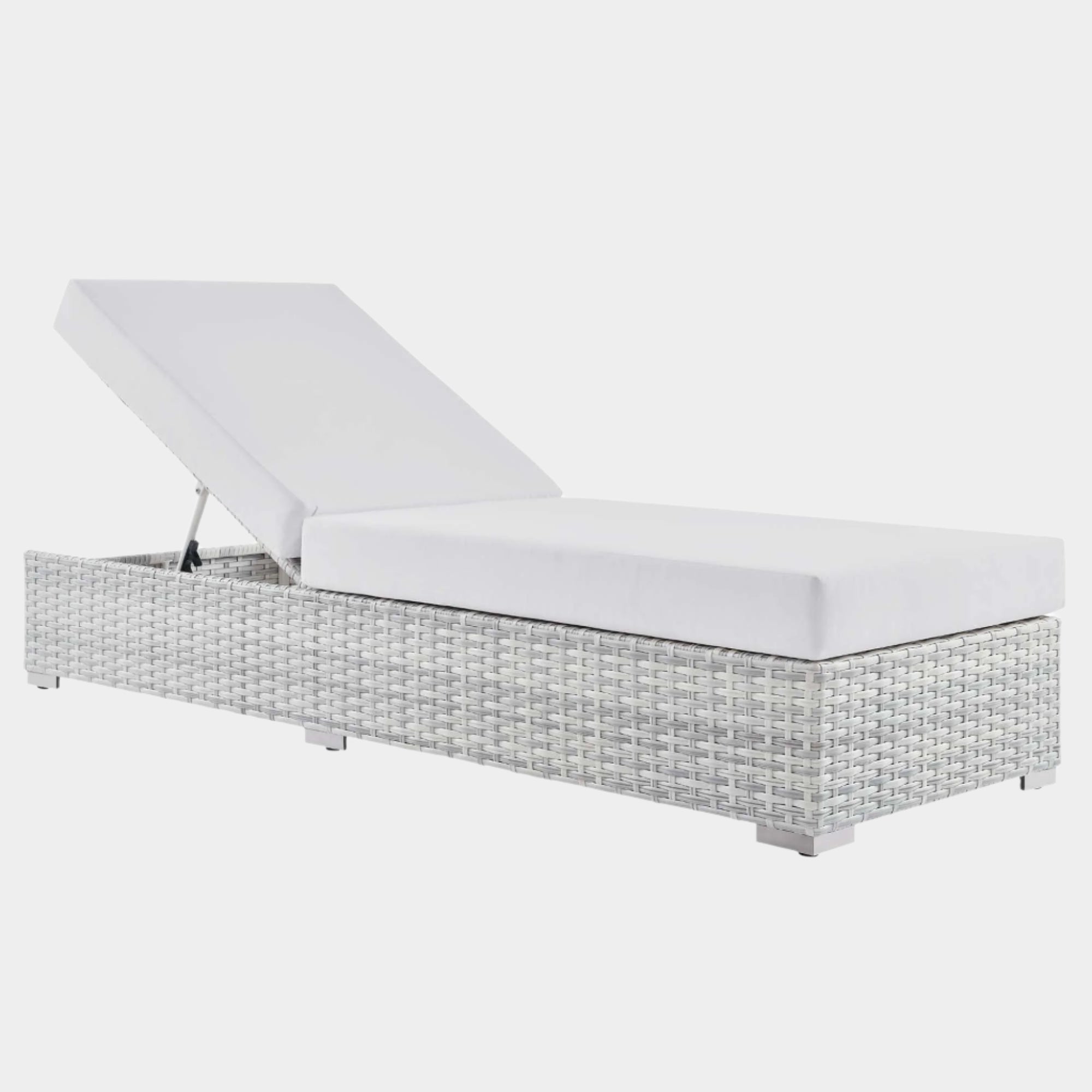 Convene Outdoor Patio Chaise in Light Gray White